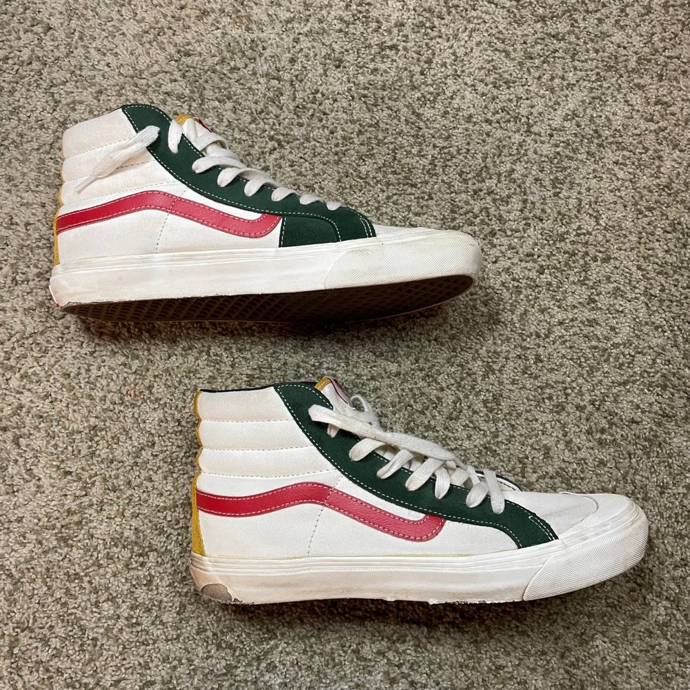 Vans Sk8-Hi Colorblock Sneakers Mens 11 White Green Red Yellow Skate Shoes